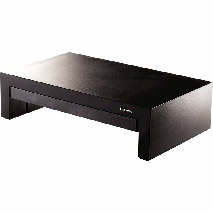 Fellowes Designer Suites Monitor Riser - Up to 21" Screen Support - 40 lb (18143.69 g) Load Capacity - 4.38" (111.25 mm) Height x 16" (406.40 mm) Width x 9.38" (238.25 mm) Depth - Desktop - Black, Pearl - Rubber Feet, Storage Tray, Non-skid Feet, Comforta