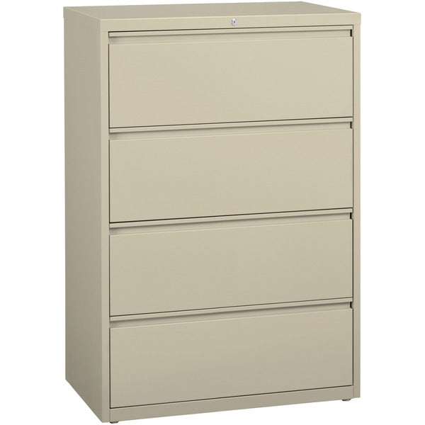 Lorell Fortress Series Lateral File - 36" (914.40 mm) Width x 18.6" (472.95 mm) Depth x 52.5" (1333.50 mm) Height - 4 x Drawer(s) for File - Legal, Letter, A4 - Lateral - Rust Proof, Leveling Glide, Interlocking, Ball-bearing Suspension, Label Holder - Pu
