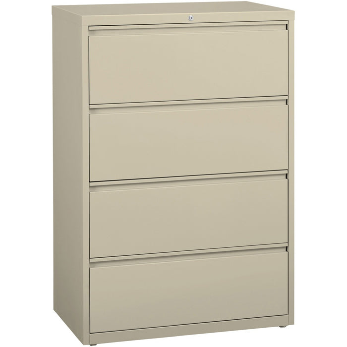 Lorell Fortress Series Lateral File - 36" (91.44 cm) Width x 18.62" (47.29 cm) Depth x 52.50" (133.35 cm) Height - 4 x Drawer(s) for File - Legal, Letter, A4 - Lateral - Rust Proof, Leveling Glide, Interlocking, Ball-bearing Suspension, Label Holder - Put