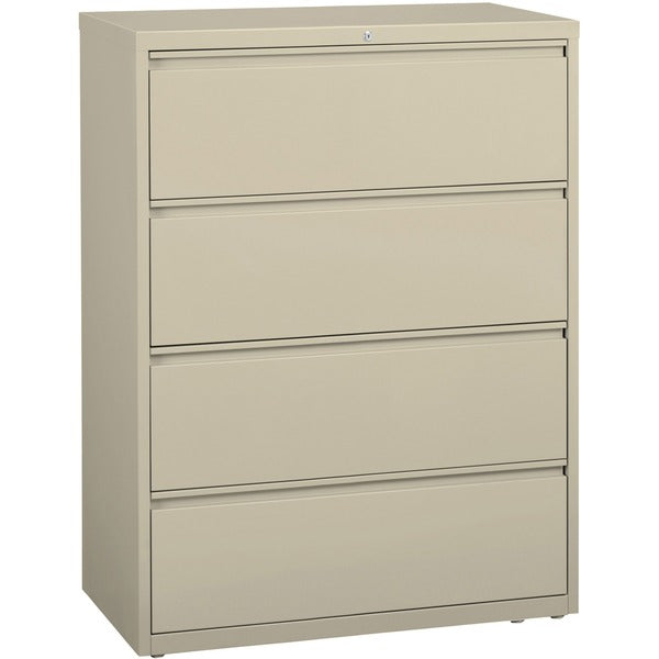 Lorell Fortress Series Lateral File - 42" (1066.80 mm) Width x 18.6" (472.95 mm) Depth x 52.5" (1333.50 mm) Height - 4 x Drawer(s) for File - Legal, Letter, A4 - Lateral - Rust Proof, Leveling Glide, Interlocking, Ball-bearing Suspension, Label Holder - P