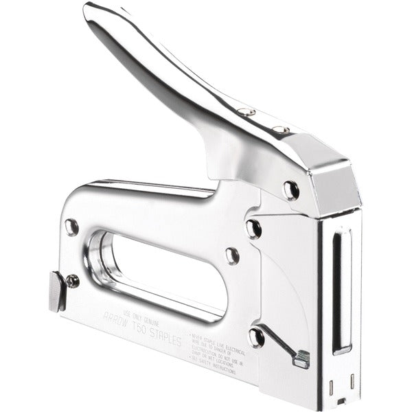Arrow Heavy Duty Staple Gun - T50 - Staple Size: 35/64" (14 mm) - Rear Loading - Silver, Chrome - 1 Each