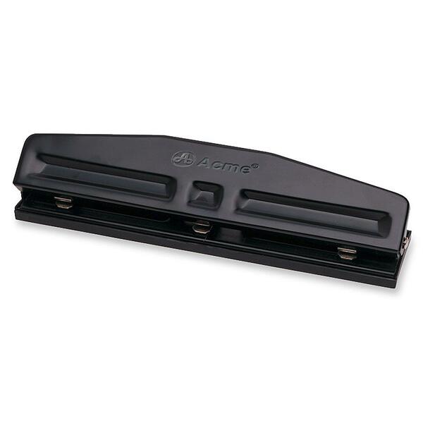 Acme United Light Duty 3-Hole Punch - 3 Punch Head(s) - 8 Sheet - 1/4" (6.35 mm) Punch Size - Round Shape - Black