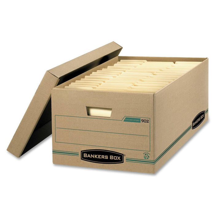 Fellowes Bankers Box Recycled ENVIRO/STOR Transfer Box 15" x 24" x 10" 1 Each - External Dimensions: 15" (381 mm) Width x 24" (609.60 mm) Depth x 10" (254 mm) Height - Media Size Supported: Legal - Lift-off Closure - Medium Duty - Stackable - Kraft - Kraf