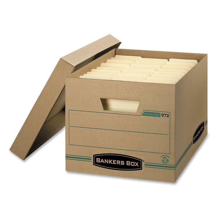 Bankers Box Earth Storage Box - External Dimensions: 12" (304.80 mm) Width x 15" (381 mm) Depth x 10" (254 mm) Height - Media Size Supported: Letter, Legal - Lift-off Closure - Medium Duty - Stackable - Kraft - Kraft - For Document - Yes - 1 Each