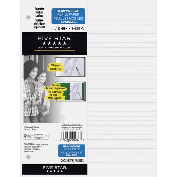 Hilroy Ruled Filler Paper - 200 Sheets - 24 lb (10886.22 g) Basis Weight - 10 7/8" (276.10 mm) x 8 3/8" (212.60 mm) Sheet Size - White Paper - Heavyweight - 200 / Pack