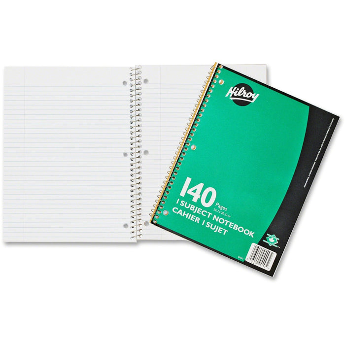 Mead Executive Coil One Subject Notebook - 1 Subject(s) - 140 Pages - Wire Bound - Ruled Front Ruling - 0.28" (7 mm) Ruled - 3 Hole(s) - 8" (20.32 cm) x 10 1/2" (26.67 cm) Sheet Size - Assorted Cover - Sturdy Cover - 1 Each