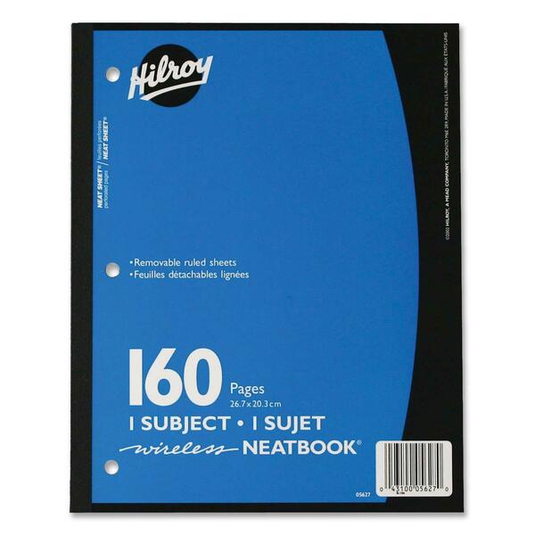 Hilroy Neatbooks One Subject Notebook - 160 Sheets - 0.28" (7 mm) Ruled - 8" (20.32 cm) x 10 1/2" (26.67 cm) Sheet Size - Assorted Paper - Assorted Cover - Perforated, Removable, Hole-punched - 1 Each