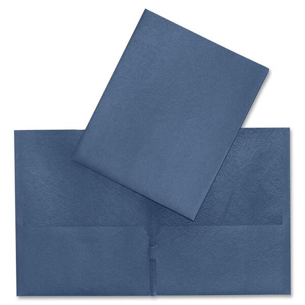 Hilroy Letter Recycled Pocket Folder - 8 1/2" (215.90 mm) x 11" (279.40 mm) - Leatherine - Dark Blue - Card Holder, Die-cut - 1 Each