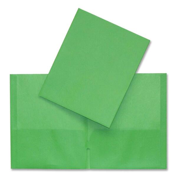 Hilroy Letter Recycled Pocket Folder - 8 1/2" (215.90 mm) x 11" (279.40 mm) - Leatherine - Green - Card Holder, Die-cut - 1 Each