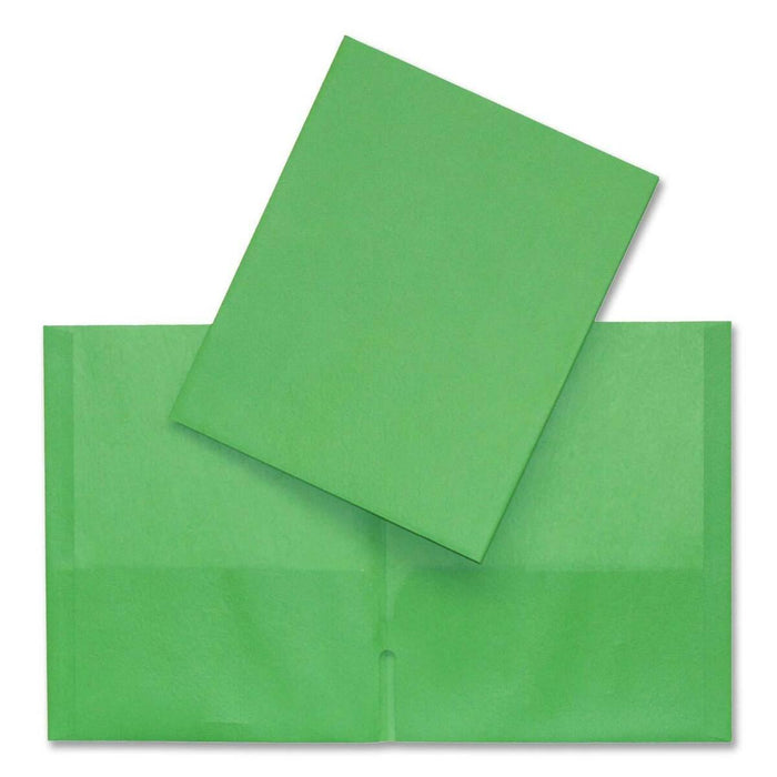 Hilroy Letter Yes Pocket Folder - 8 1/2" (215.90 mm) x 11" (279.40 mm) - Leatherine - Green - Card Holder, Die-cut - 1 Each