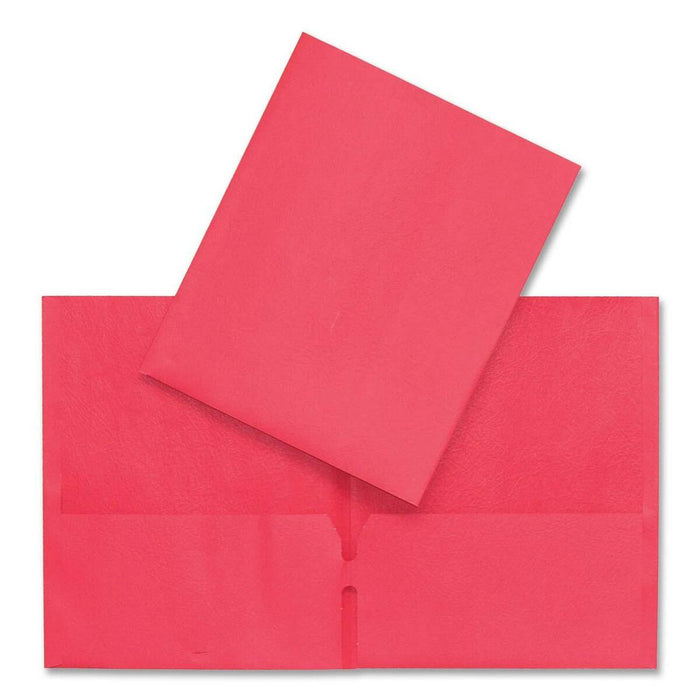 Hilroy Letter Yes Pocket Folder - 8 1/2" (215.90 mm) x 11" (279.40 mm) - Leatherine - Red - Card Holder, Die-cut - 1 Each