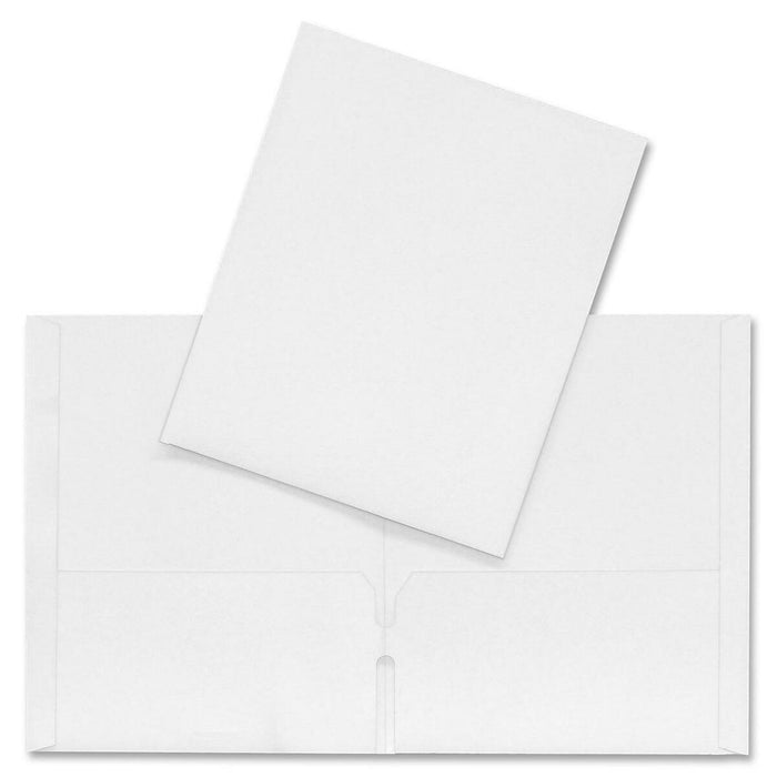 Hilroy Letter Yes Pocket Folder - 8 1/2" (215.90 mm) x 11" (279.40 mm) - Leatherine - White - Card Holder, Die-cut - 1 Each