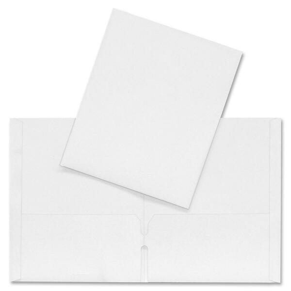 Hilroy Letter Recycled Pocket Folder - 8 1/2" (215.90 mm) x 11" (279.40 mm) - Leatherine - White - Card Holder, Die-cut - 1 Each