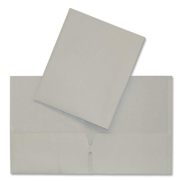 Hilroy Letter Recycled Pocket Folder - 8 1/2" (215.90 mm) x 11" (279.40 mm) - Leatherine - Gray - Card Holder, Die-cut - 1 Each