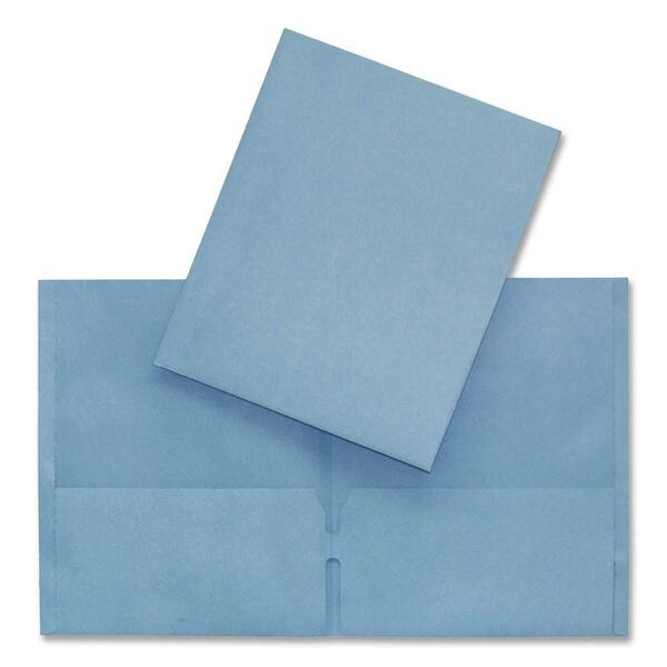 Hilroy Letter Recycled Pocket Folder - 8 1/2" (215.90 mm) x 11" (279.40 mm) - Leatherine - Light Blue - Card Holder, Die-cut - 1 Each