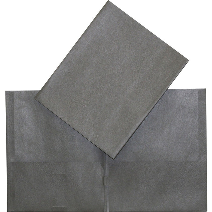 Hilroy Letter Yes Pocket Folder - 8 1/2" (215.90 mm) x 11" (279.40 mm) - Leatherine - Black - Card Holder, Die-cut - 1 Each