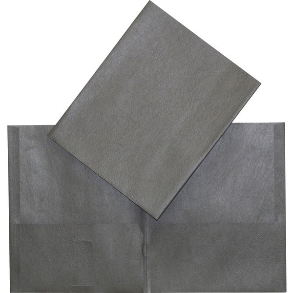 Hilroy Letter Recycled Pocket Folder - 8 1/2" (215.90 mm) x 11" (279.40 mm) - Leatherine - Black - Card Holder, Die-cut - 1 Each