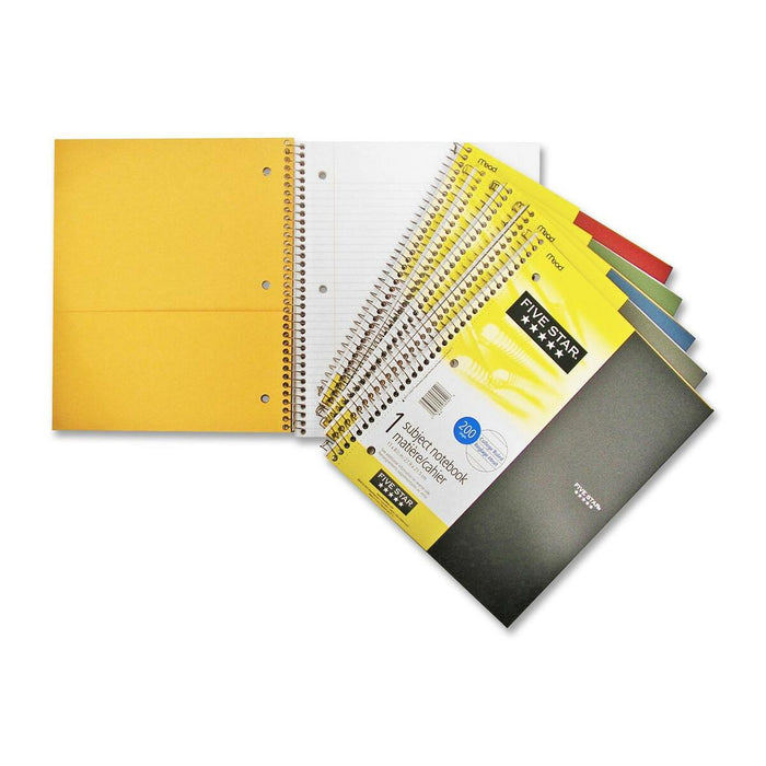 Hilroy One Subject Notebook - 100 Sheets - Wire Bound - 8 1/2" (21.59 cm) x 11" (27.94 cm) Sheet Size - Assorted Paper - Poly Cover - Subject, Spiral Lock, Pocket Divider, Perforated, Durable Cover, Tear Resistant - 1 Each