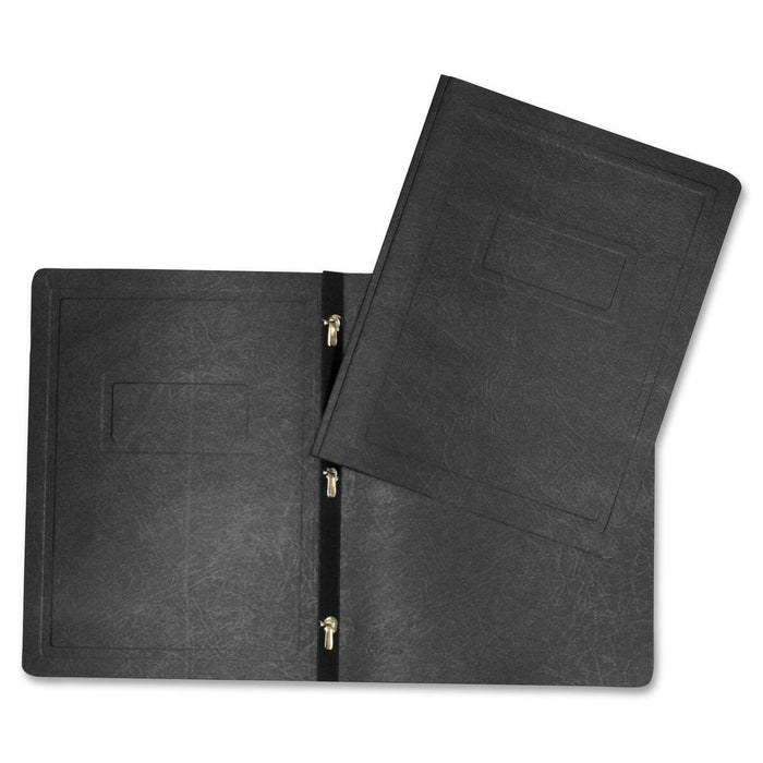 Hilroy Letter Yes Report Cover - 8 1/2" (215.90 mm) x 11" (279.40 mm) - 3 Fastener - Leatherine - Black - Flat, Durable - 1 Each