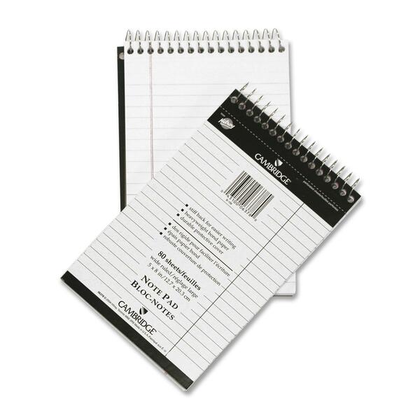 Hilroy Top Wire Bound Notebook - 80 Sheets - Wire Bound - 18 lb Basis Weight - 5" x 8" - White Paper - Copper Binding - Stiff Cover - Durable Cover, Stiff-back - 1 Each