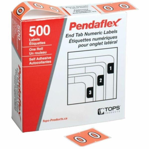 Pendaflex Numeric End Tab Filing Labels - #0 - Number - 1 1/4" (31.75 mm) Width x 15/16" (23.81 mm) Length - Rectangle - Pink - Self-adhesive - 500 / Box