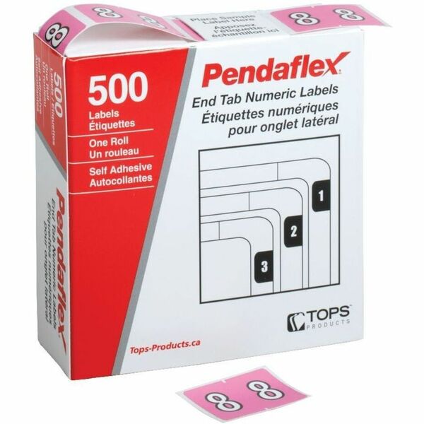 Pendaflex Numeric End Tab Filing Labels - #8 - Number - 1 1/4" (31.75 mm) Width x 15/16" (23.81 mm) Length - Rectangle - Lilac - Self-adhesive - 500 / Box
