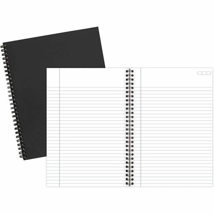 Mead Legal Business Notebook - 80 Sheets - Wire Bound - 0.28" (7.11 mm) Ruled - 20 lb (9071.85 g) Basis Weight - 6" (15.24 cm) x 9 1/2" (24.13 cm) Sheet Size - White Paper - Black Linen Cover - Pocket, Tab, Subject, Perforated, Flexible Cover - No - 1 Eac