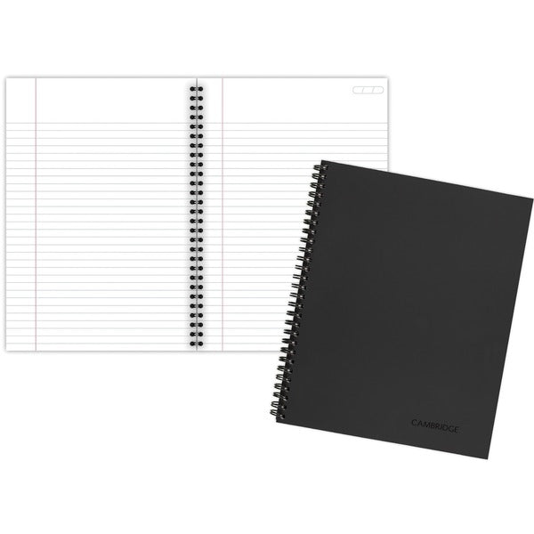 Mead Legal Business Notebook - 80 Sheets - Wire Bound - 0.28" (7.11 mm) Ruled - 20 lb (9071.85 g) Basis Weight - 6" (152.40 mm) x 9 1/2" (241.30 mm) Sheet Size - White Paper - Black Linen Cover - Pocket, Tab, Subject, Perforated, Flexible Cover - 1 Each