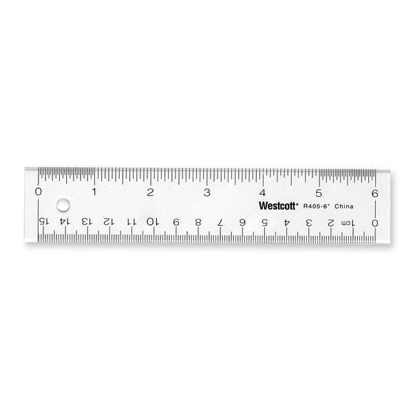 Acme United Office Desk Acrylic Ruler - 15.24 cm Length - Metric, Imperial Measuring System - Acrylic - Clear - 1 Each
