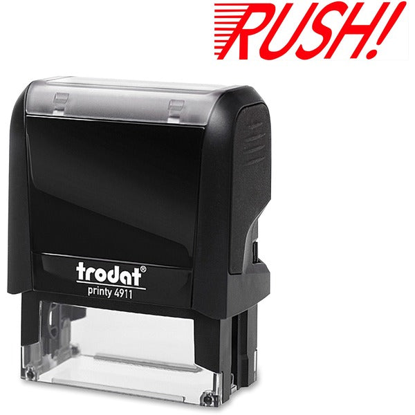 Trodat Self Inking Stamp - Custom Message Stamp - RUSH - Red - 1 Each