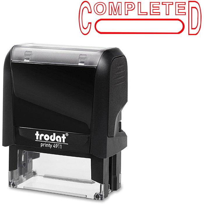 Trodat Self Inking Stamp - Message/Date Stamp - COMPLETED - Red - No - 1 Each