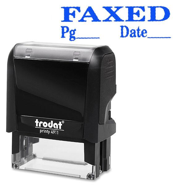 Trodat Self Inking Stamp - Message/Date & Time Stamp - FAXED - Blue - 1 Each