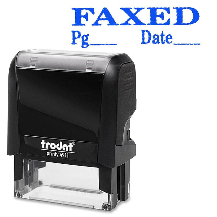Trodat Self Inking Stamp - Message/Date & Time Stamp - FAXED - Blue - No - 1 Each