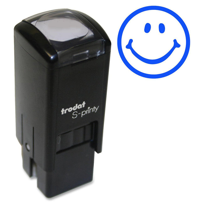 Trodat Self Inking Stamp - Design Stamp - Smiling Face - Blue - No - 1 Each