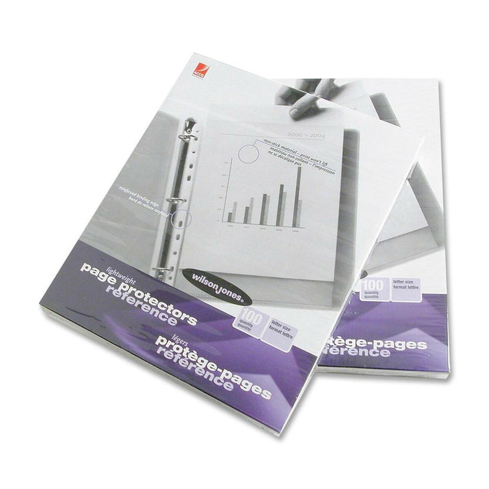 Wilson Jones Lightweight Multi Punched Page Protector - For Letter 8 1/2" (215.90 mm) x 11" (279.40 mm) Sheet - Rectangular - Clear - 100 / Box