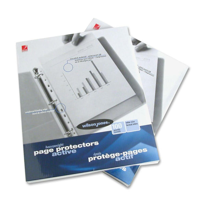 Wilson Jones Heavyweight Multi Punched Page Protector - For Letter 8 1/2" (215.90 mm) x 11" (279.40 mm) Sheet - Rectangular - Clear - 100 / Box