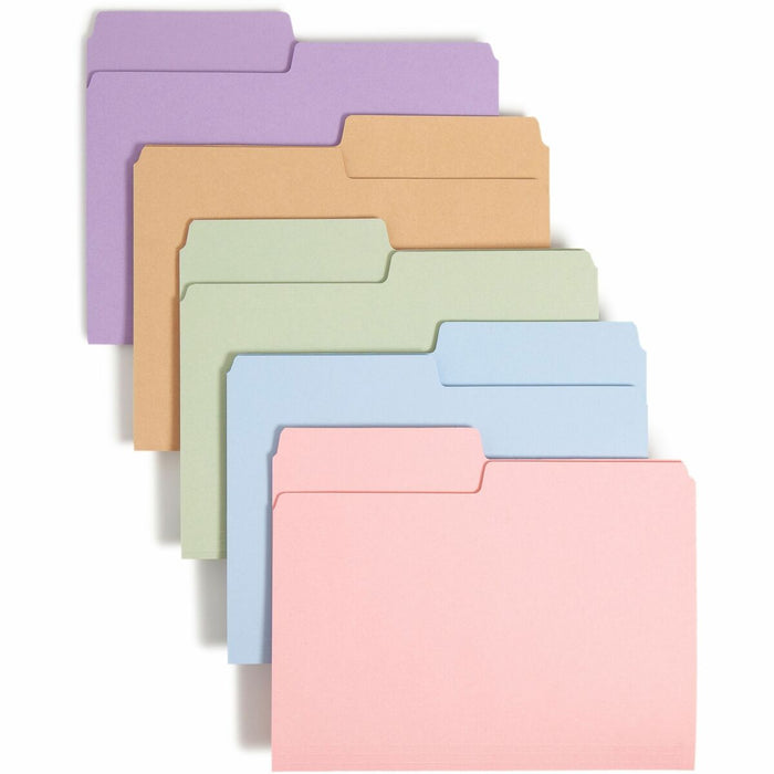 Smead SuperTab 1/2 Tab Cut Letter Yes Top Tab File Folder - 8 1/2" (215.90 mm) x 11" (279.40 mm) - 3/4" (19.05 mm) Expansion - 1 Plys - Assorted - 10% Recycled - 100 / Box
