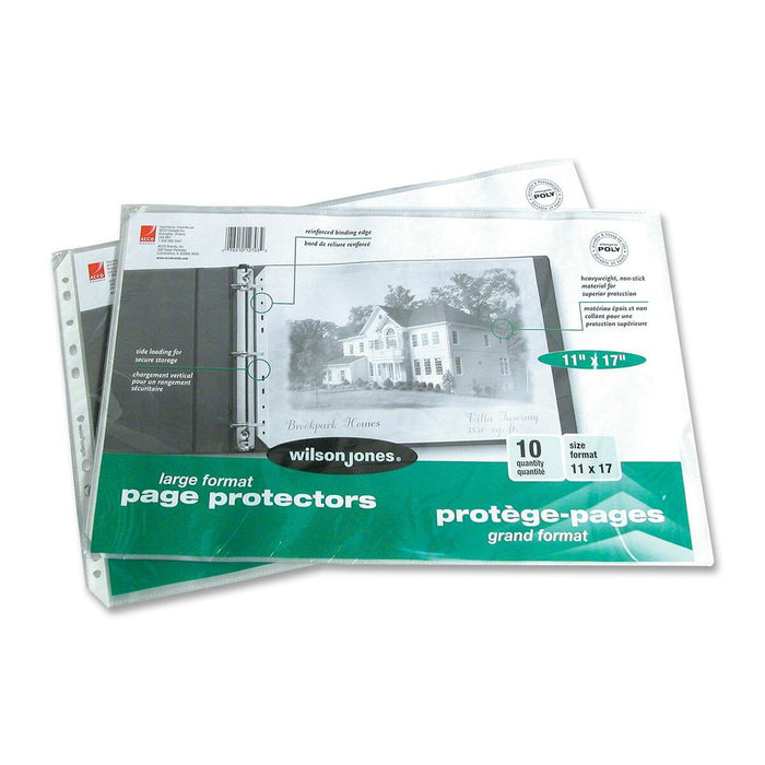 Wilson Jones Heavyweight Multi Punched Page Protector - For 11" (279.40 mm) x 17" (431.80 mm) Sheet - Rectangular - Clear - 10 / Pack