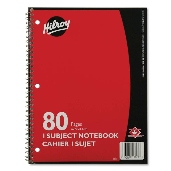 Hilroy Executive Coil One Subject Notebook - 80 Pages - Wire Bound - 8" (203.20 mm) x 10 1/2" (266.70 mm) Sheet Size - Assorted Paper - Subject - 1 Each