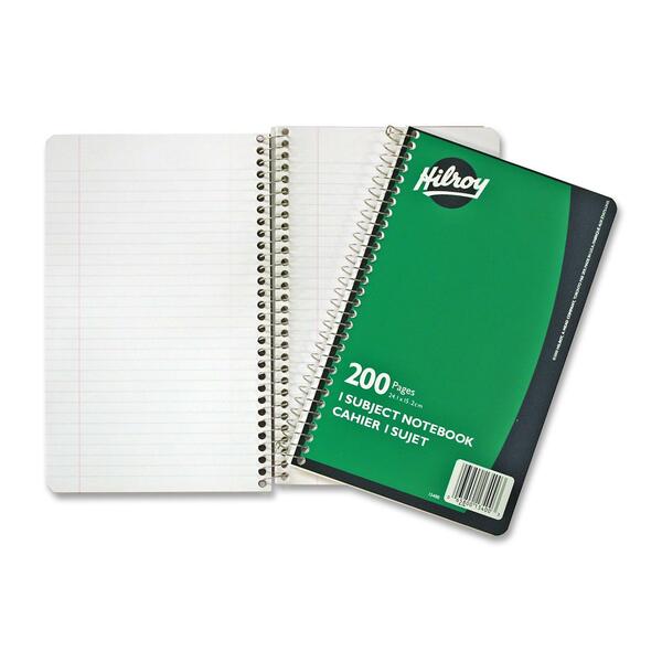 Hilroy Executive Coil One Subject Notebook - 200 Sheets - Wire Bound - 6" (15.24 cm) x 9 1/2" (24.13 cm) Sheet Size - Assorted Paper - Subject - 1 Each