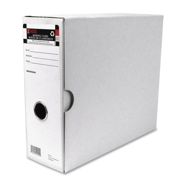 ACCO Recycled Box File - 2 Fastener(s) - 3 1/2" (88.90 mm) for Folder - Fiberboard - Gray - Finger Hole, Reinforced, Spine Label - 85% Recycled - 6 / Pack