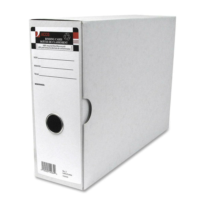 ACCO Letter Recycled Box File - 2 Fastener(s) - 3 1/2" (88.90 mm) for Folder - Fiberboard - Gray - Finger Hole, Reinforced, Spine Label - 85% Recycled - 6 / Pack
