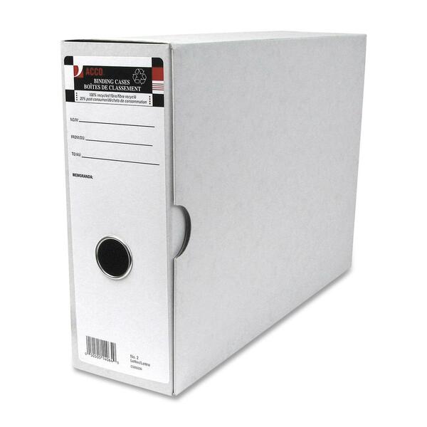 ACCO Letter Recycled Box File - 2 Fastener - 3 1/2" (88.90 mm) for Folder - Fiberboard - Gray - Finger Hole, Reinforced, Spine Label - 85% Recycled - 6 / Pack