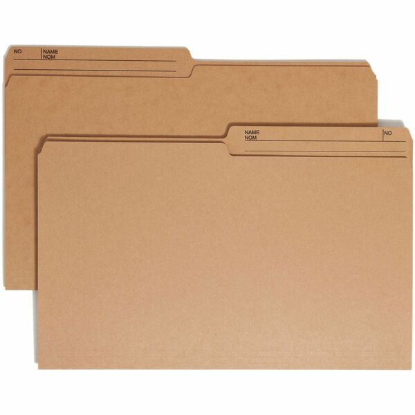 Smead 1/2 Tab Cut Legal Recycled Top Tab File Folder - 9 1/2" (241.30 mm) x 14 5/8" (371.48 mm) - 3/4" (19.05 mm) Expansion - 1 Plys - Kraft - 10% Recycled - 100 / Box