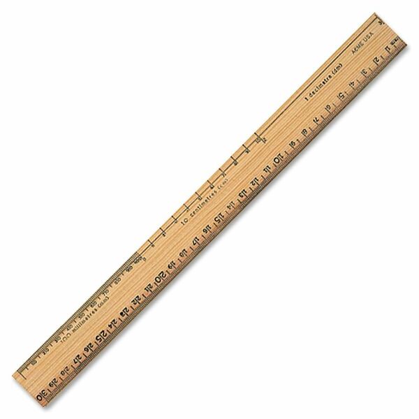 Acme United Plain Edge Double Bevel School Ruler - 30.48 cm Length - Wood - 1 Each
