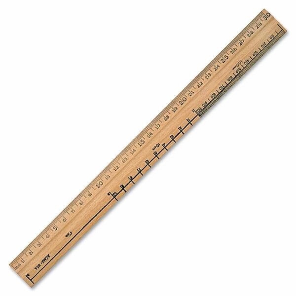 Acme United Metal Edge Double Bevel School Ruler - 30.48 cm Length - Wood - 1 Each