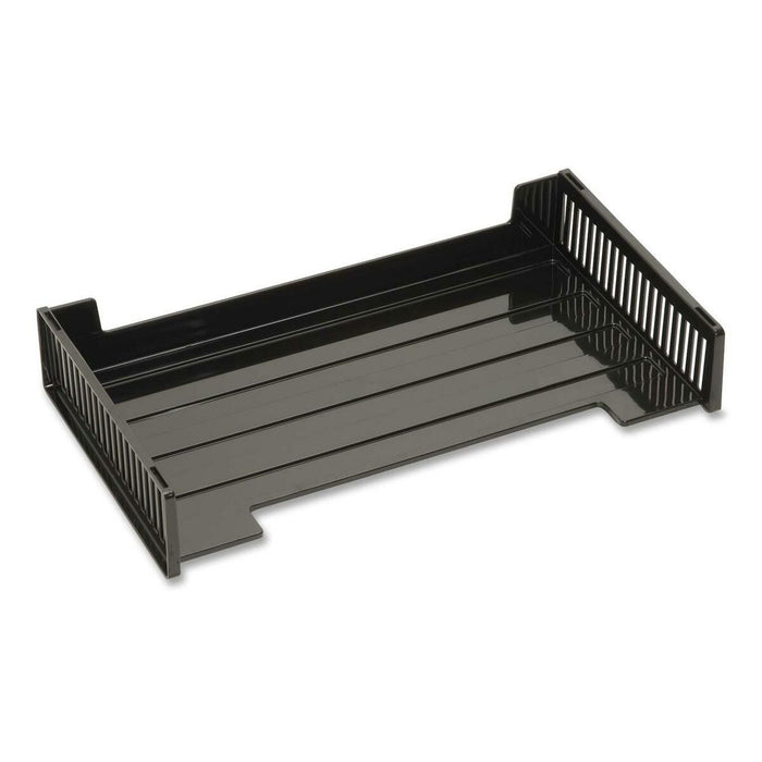 Korr Side Load Legal Size Desk Tray - 2.8" (69.85 mm) Height x 9" (228.60 mm) Width x 16.3" (412.75 mm) Depth - Desktop - Stackable - Black - Plastic - 1 Each
