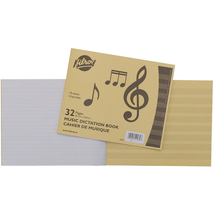 Hilroy Music Dictation Notebook - 100 Sheets - 32 Pages - Printed - Wide Ruled Front Ruling - 7 3/8" (18.73 cm) x 9" (22.86 cm) Sheet Size - Buff Paper - Printed - No - 1 Each