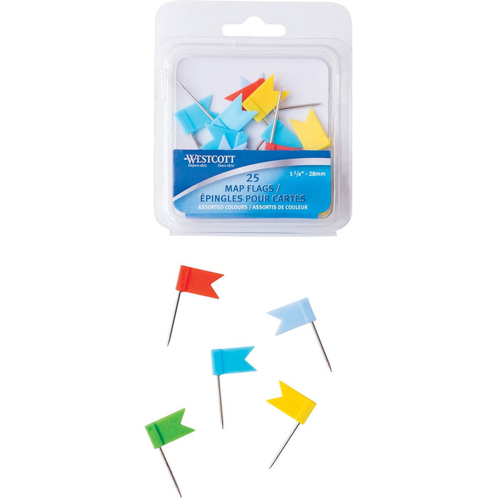 Acme United Flag Map Pin - Assorted - Steel - 25 / Pack