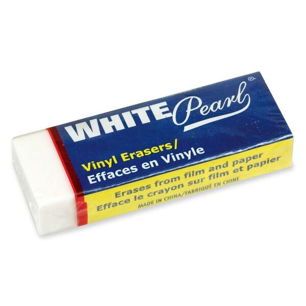 Dixon Large Pearl Block Eraser - White - Vinyl - 2.37" (60.20 mm) Width x 0.50" (12.70 mm) Height x 0.87" (22.10 mm) Depth - 12 / Box